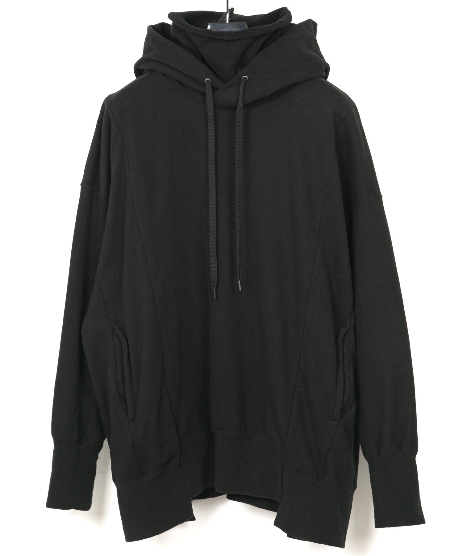 Load image into Gallery viewer, Vintage Filled Fleece-Lined High Neck Hoodie - BLACK