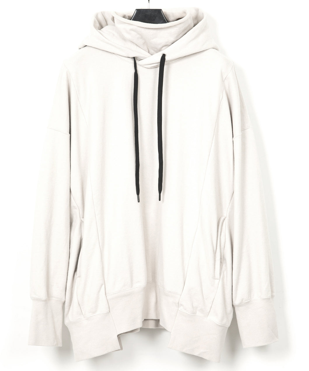 Vintage Filled Vintage Finish Fleece-Lined High Neck Hoodie - IVORY