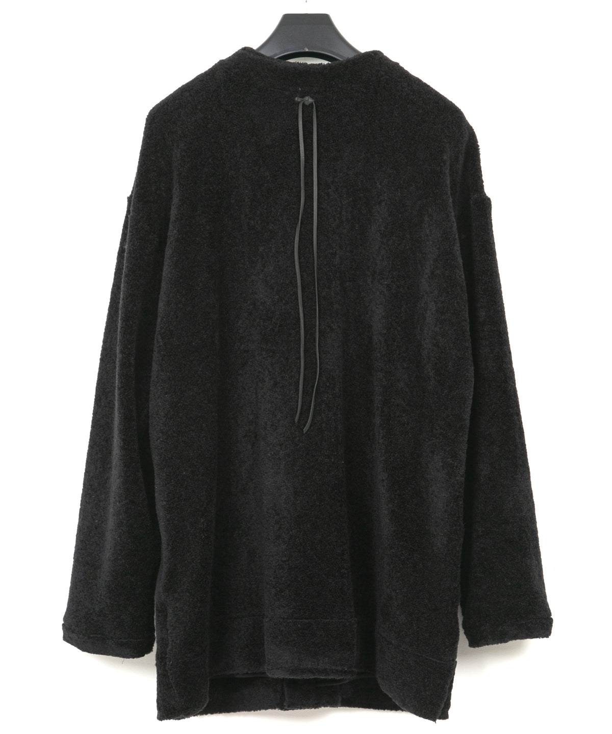 Cotton Acrylic Brushed Pile Midriff Cardigan - BLACK