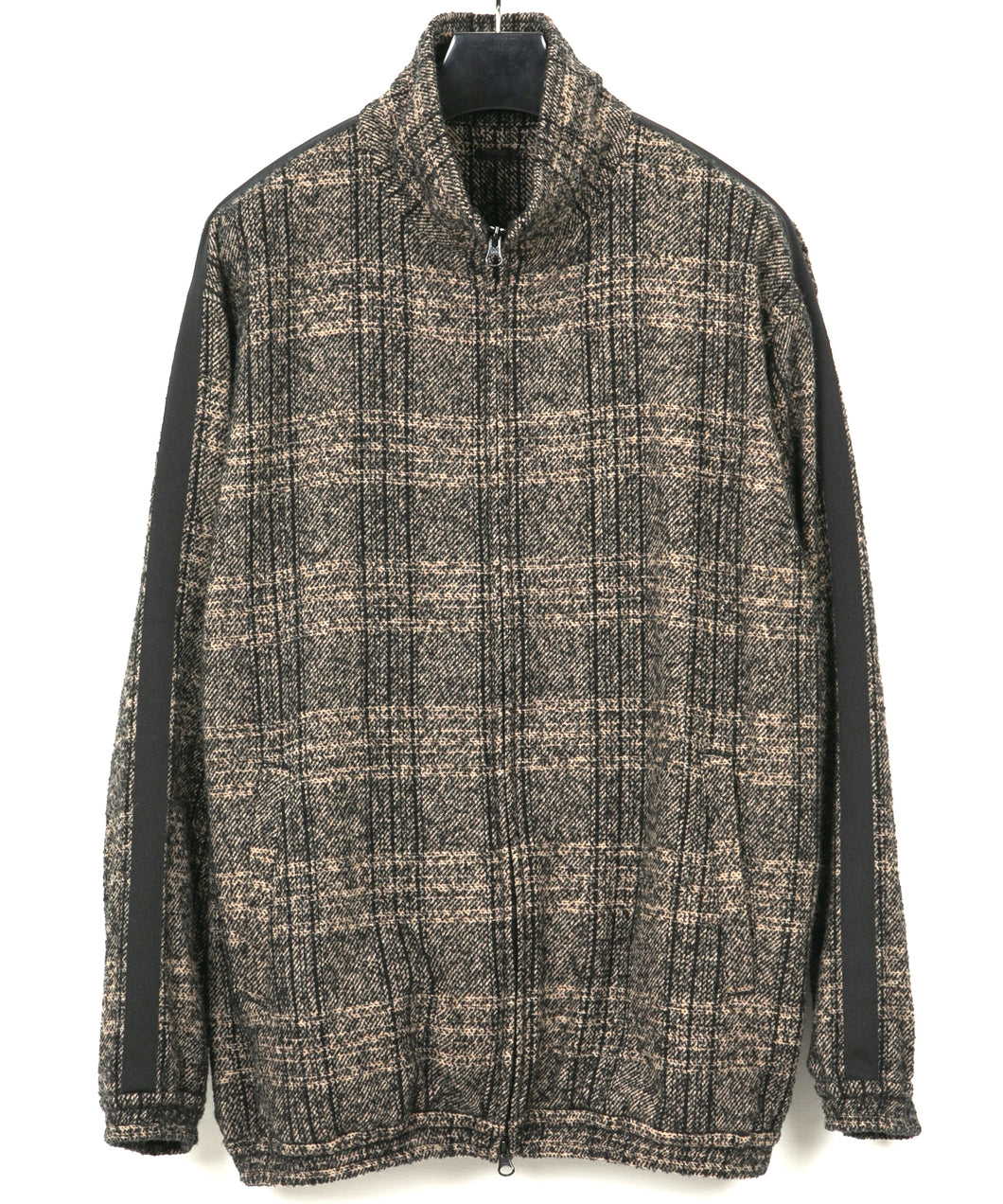 Loop Tweed Check Track Jacket - BROWN