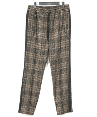 ループ ツィード チェック トラック テーパードパンツ - BROWN