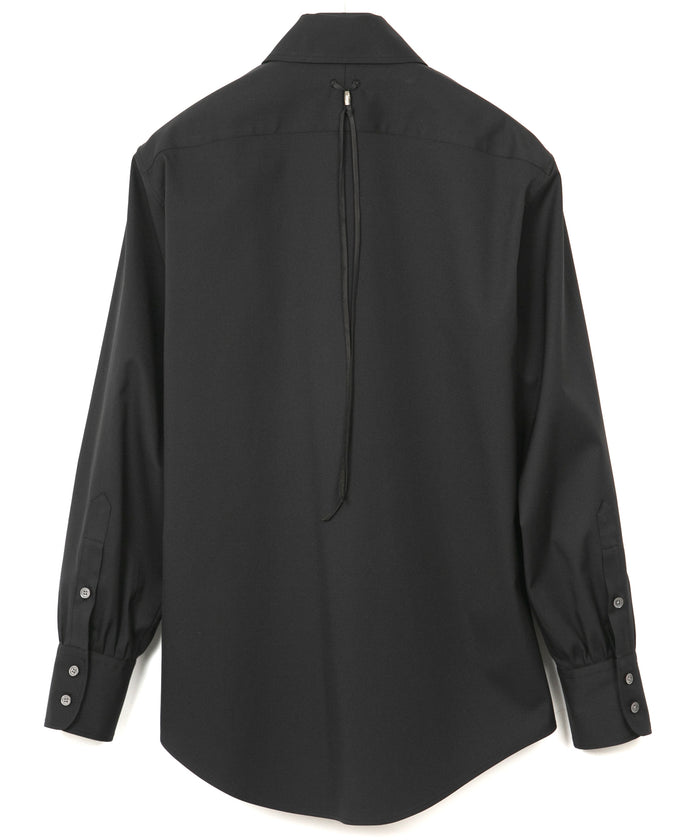 コットンポリ プレーン ウィーブ L/S シャツ - BLACK