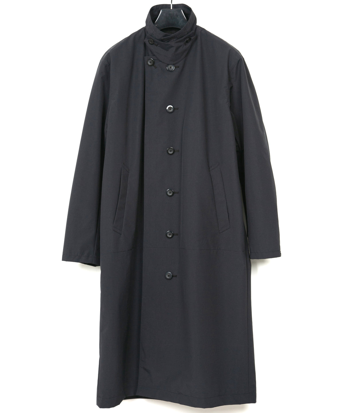 スリーレイヤー 防水 タスランタフタ バイカーロングコート - BLACK