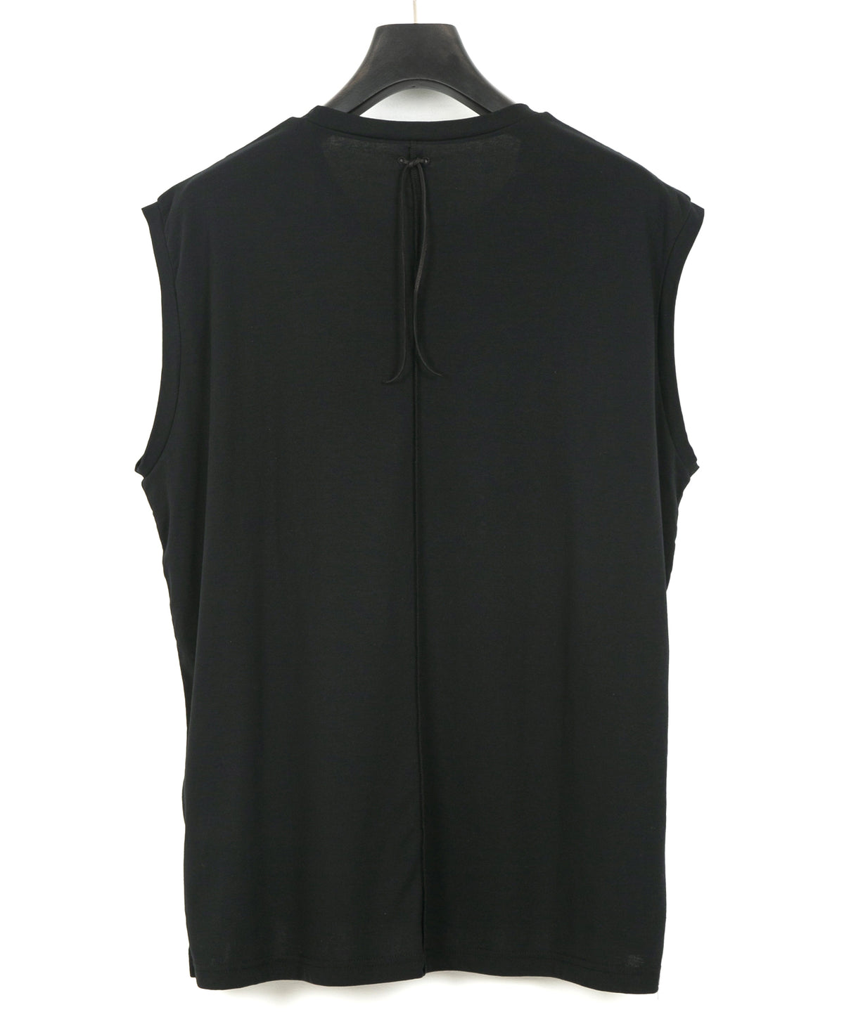 50/1 スーピマコットン ハイツイスト ダブル ジャージ ノースリーブカットソー - BLACK