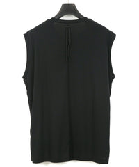 50/1 スーピマコットン ハイツイスト ダブル ジャージ ノースリーブカットソー - BLACK