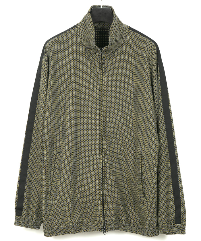 ポリ レーヨン ストレッチ ドビー トラックジャケット - YELLOW × NAVY