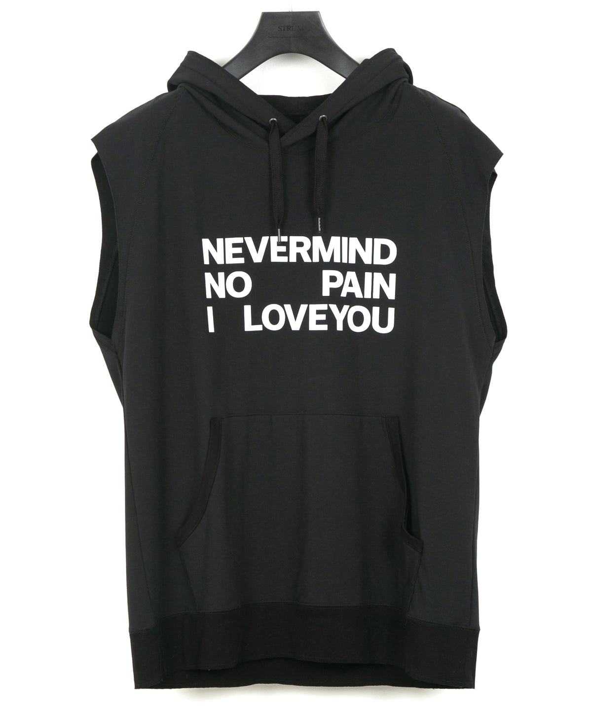 コットンナイロン ストレッチ ジャージ ノースリーブ フーディー - BLACK