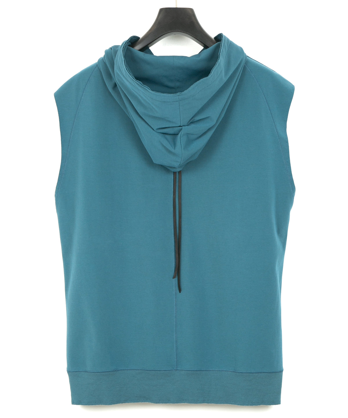 コットンナイロン ストレッチ ジャージ ノースリーブ フーディー - TURQUOISE