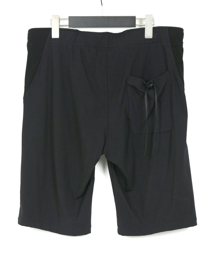 コットンナイロン ストレッチ ジャージ ショートパンツ - BLACK