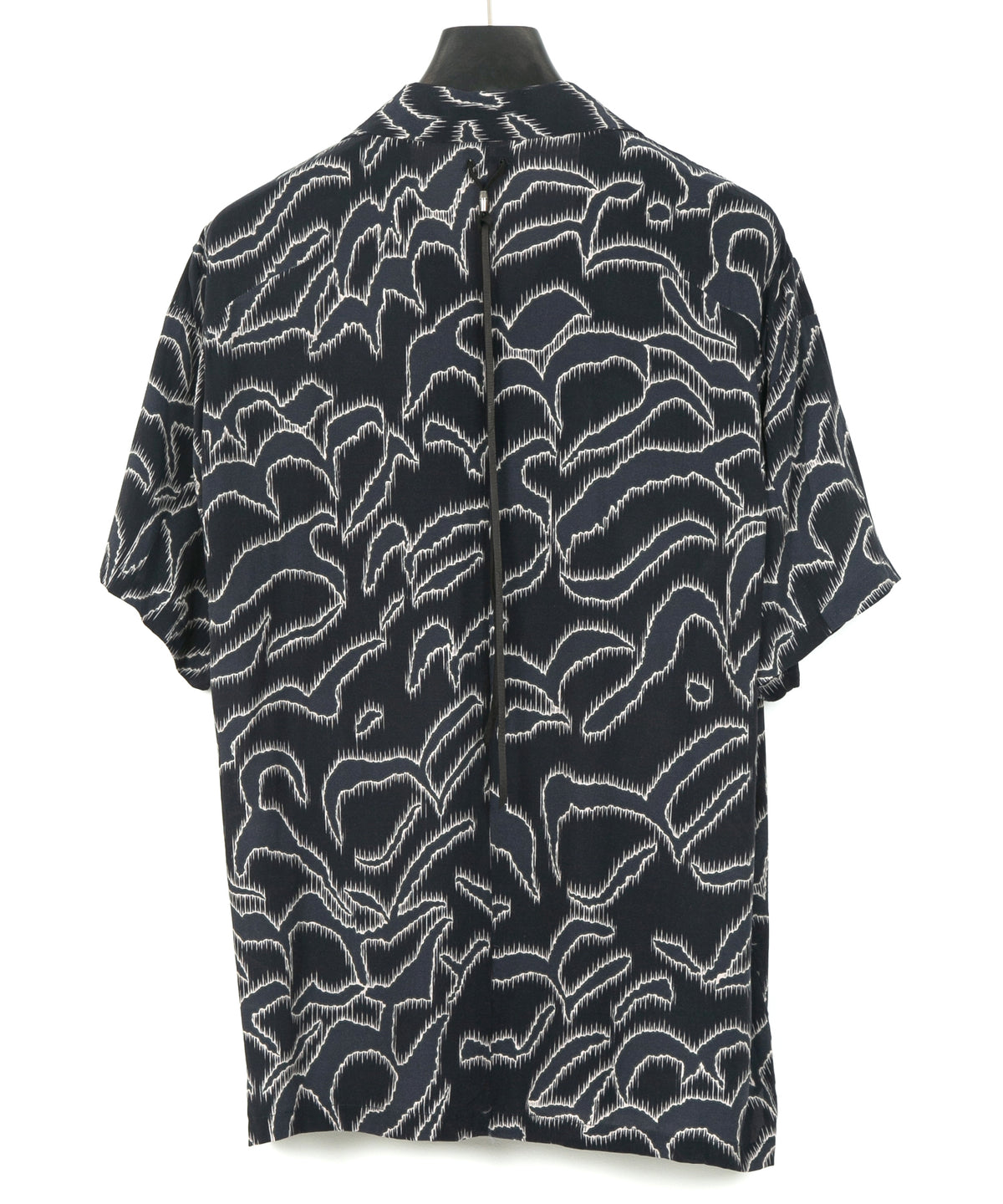 キュプラ レーヨン プリント H/S 開襟シャツ - NAVY