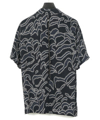 キュプラ レーヨン プリント H/S 開襟シャツ - NAVY