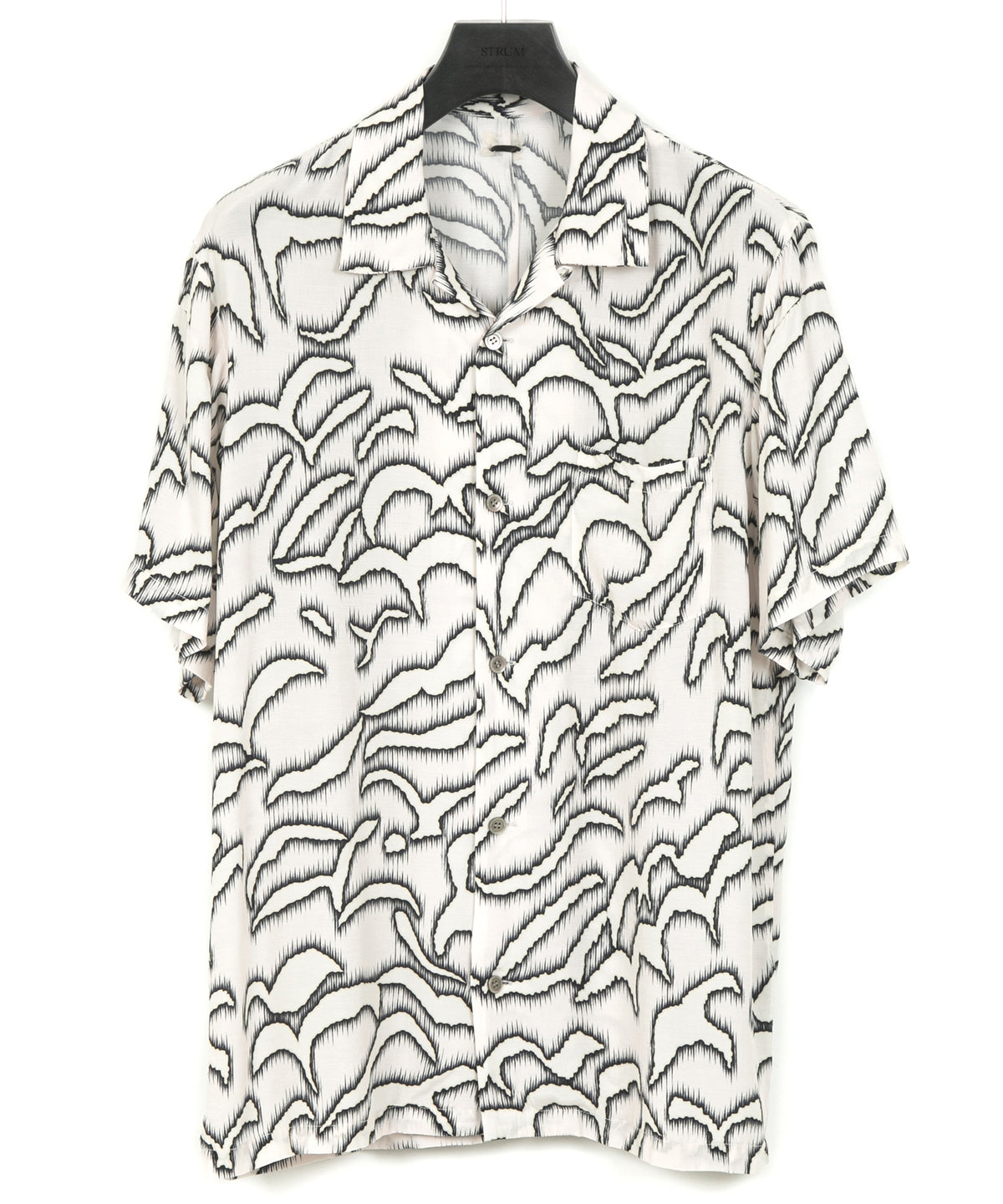 Cupra rayon print H/S open collar shirt - WHITE