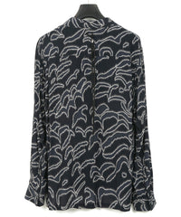 Cupra Rayon Printed L/S Open Collar Shirt - NAVY