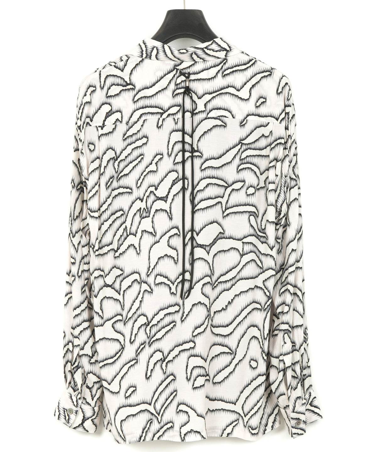 Cupra rayon print L/S open collar shirt - WHITE