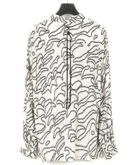 Cupra rayon print L/S open collar shirt - WHITE