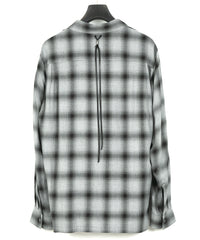 レーヨン ツイール オンブレーチェック L/S 開襟シャツ - BLACK