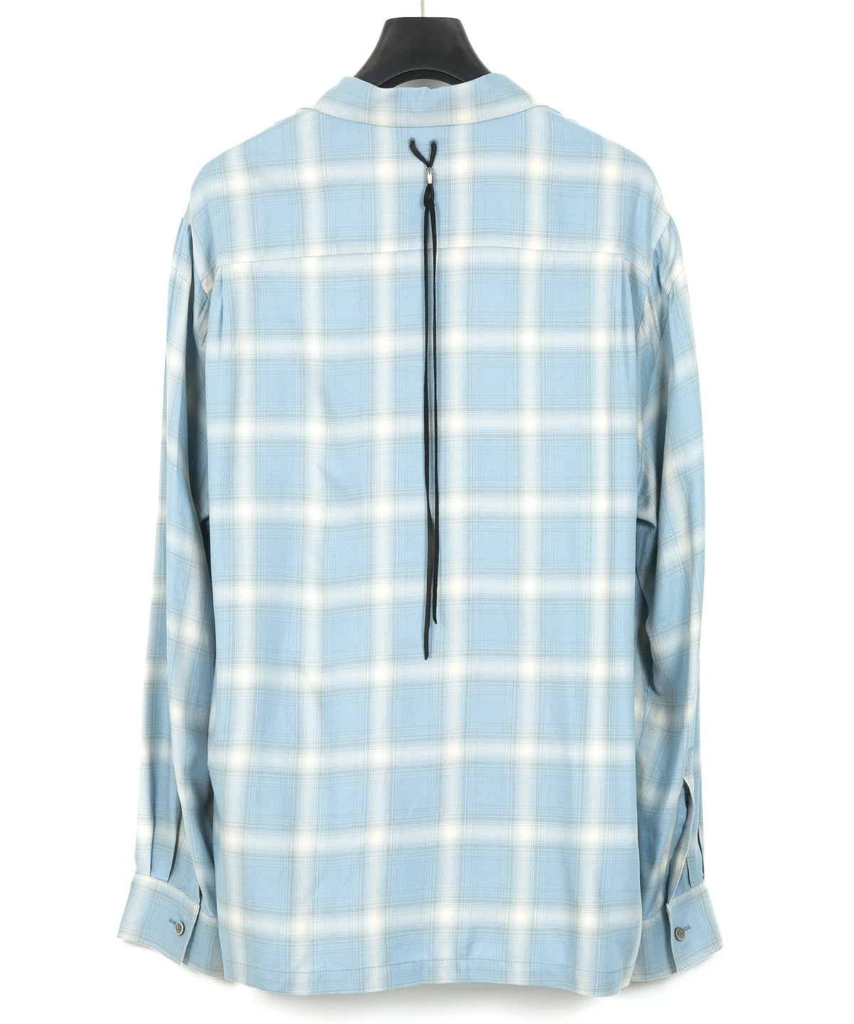Rayon Tweed Ombre Check L/S Open Collar Shirt - BLUE