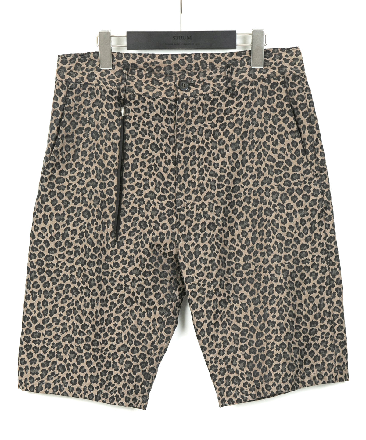 ナイロン コットン 二浴染め レオパード ジャガード ショートパンツ - BROWN
