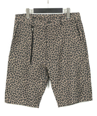 ナイロン コットン 二浴染め レオパード ジャガード ショートパンツ - BROWN