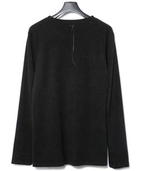 アクリル レーヨン ナイロン ストレッチ ポンチ L/S クルーネック T シャツ - BLACK