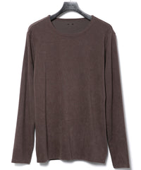 アクリル レーヨン ナイロン ストレッチ ポンチ L/S クルーネック T シャツ - BROWN