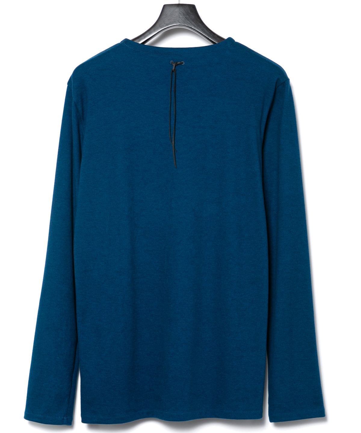 Acrylic Rayon Nylon Stretch Ponte Fabric L/S Crew Neck T-shirt - TURQUOISE