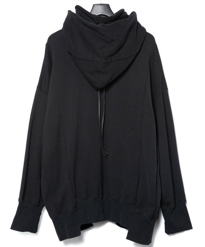 強撚糸 ヘビー フレンチ テリー オーバーサイズ フーディー - BLACK