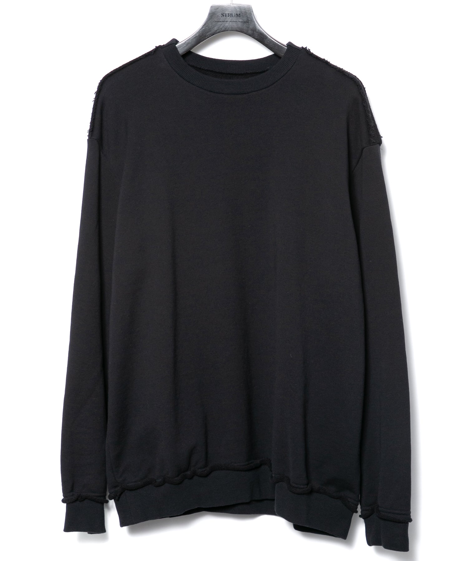 強撚糸 ヘビー フレンチ テリー クルーネック L/S スエット - BLACK