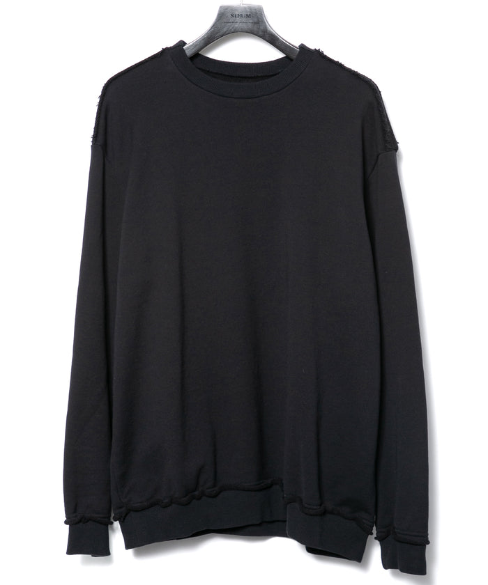 強撚糸 ヘビー フレンチ テリー クルーネック L/S スエット - BLACK