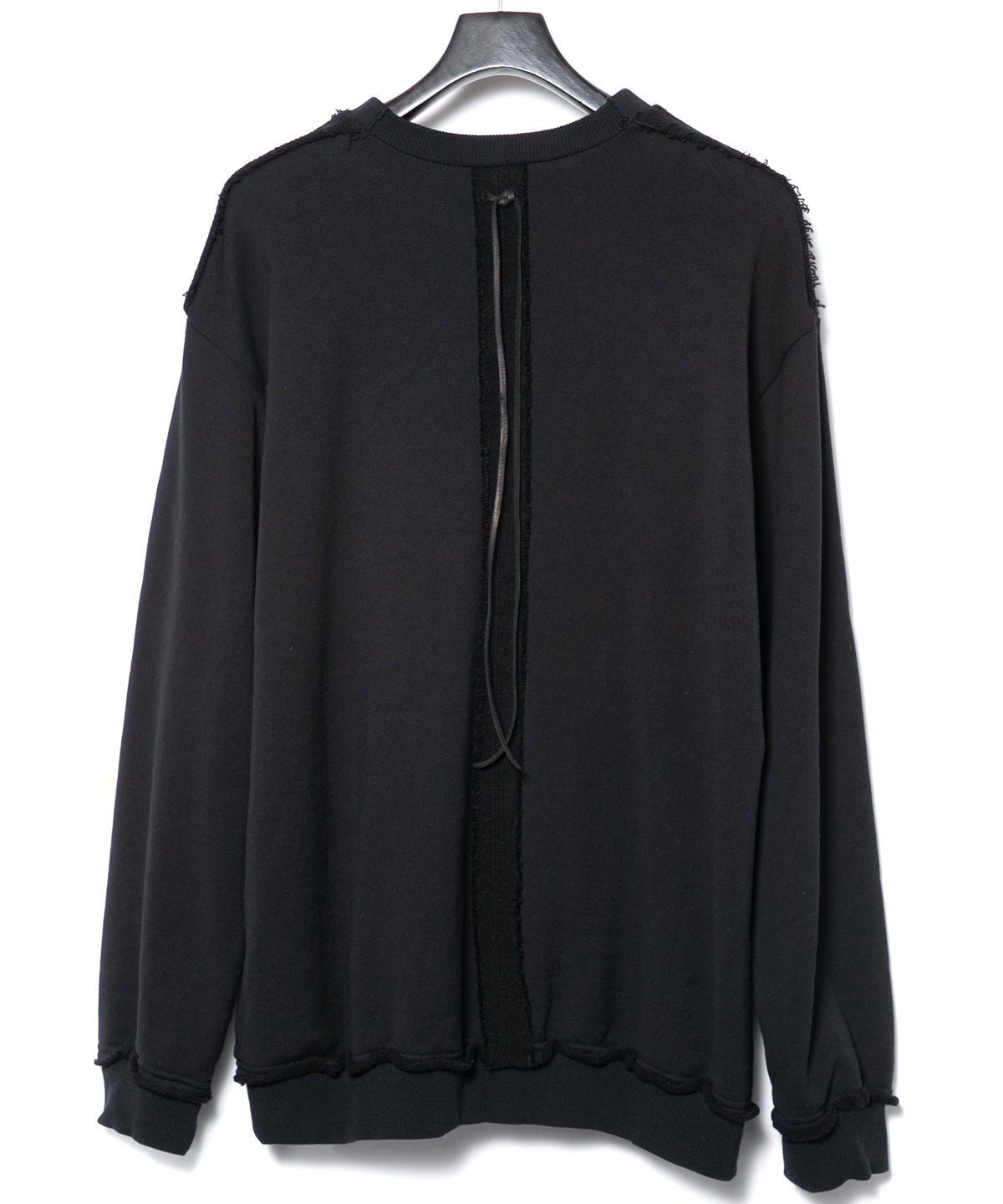 Hard Twist Yarn Heavy Pile Crew Neck Sweatshirt - BLACK