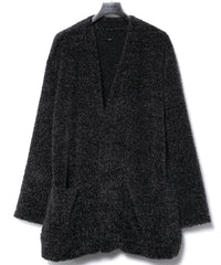アルパカ ナイロン ドビー シャギー加工 ミドルカーディガン - BLACK