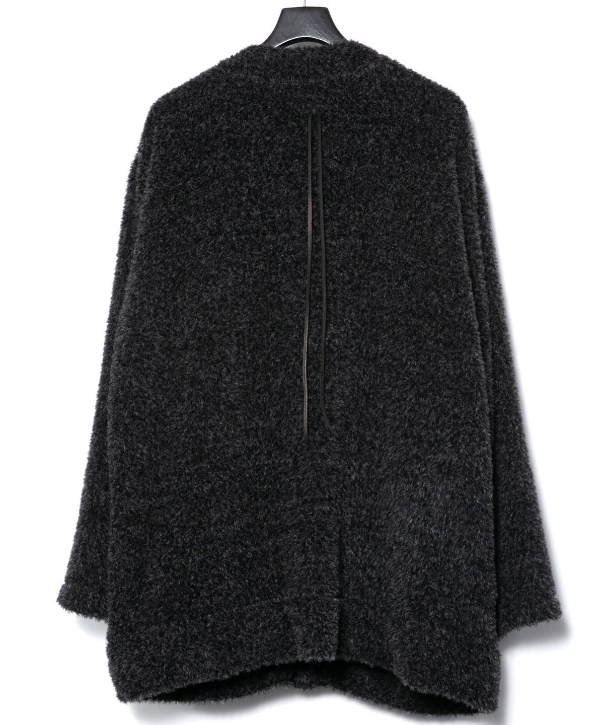 アルパカ ナイロン ドビー シャギー加工 ミドルカーディガン - BLACK