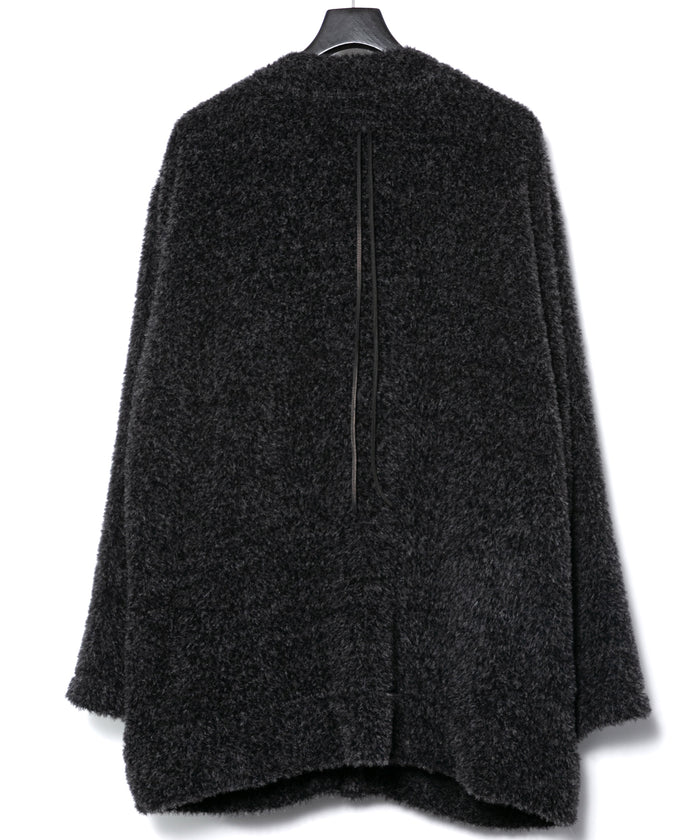 アルパカ ナイロン ドビー シャギー加工 ミドルカーディガン - BLACK