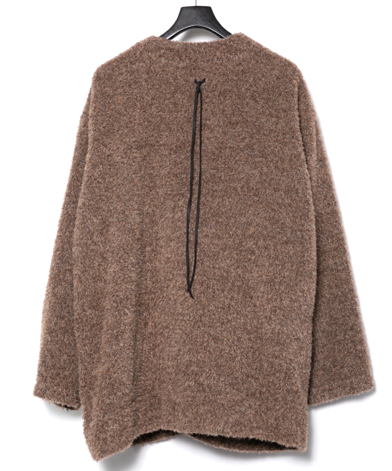 アルパカ ナイロン ドビー シャギー加工 ミドルカーディガン - BROWN