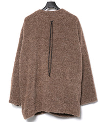 アルパカ ナイロン ドビー シャギー加工 ミドルカーディガン - BROWN