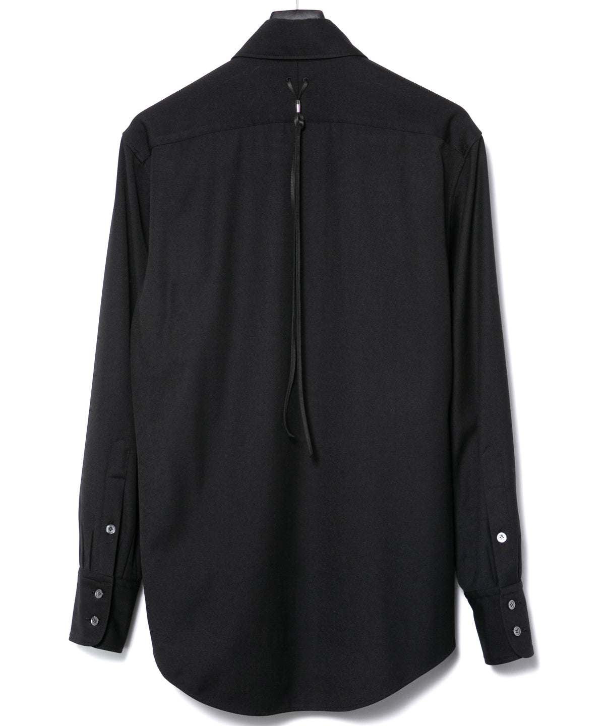 Polyester Rayon 4Way Stretch Twill Pleated Shirts - BLACK