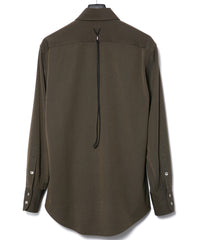 Polyester Rayon 4Way Stretch Twill Pleated Shirts - KHAKI