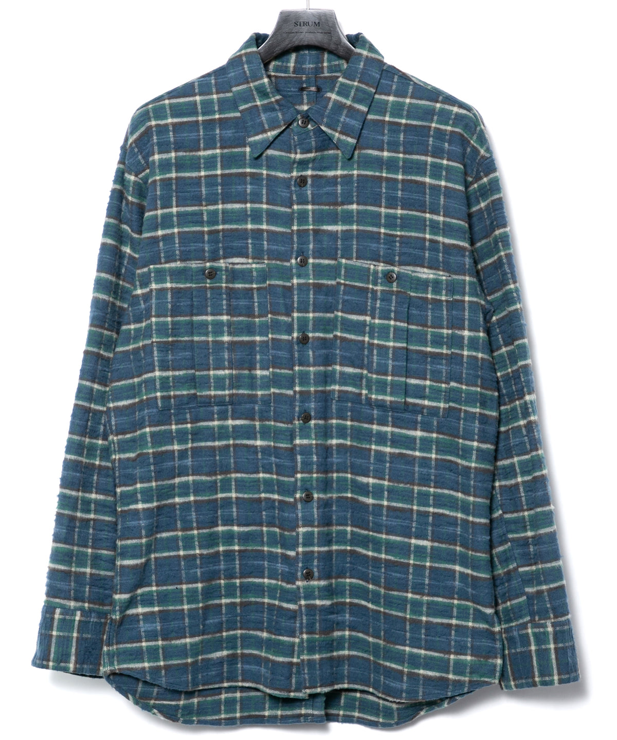 Printed Vintage Brushed Check Twill Shirts - BLUE