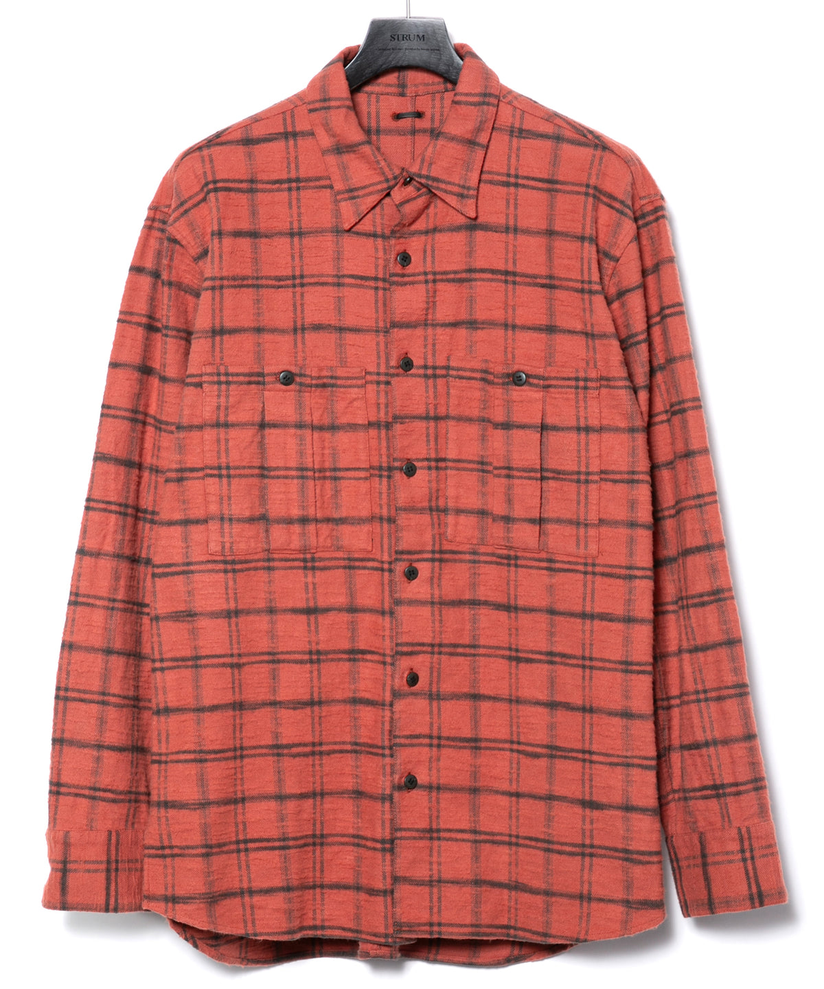 Printed Vintage Brushed Check Twill Shirts - RED