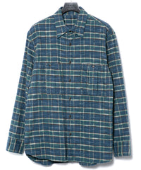 Vintage Brushed Check Twill Shirts - BLUE