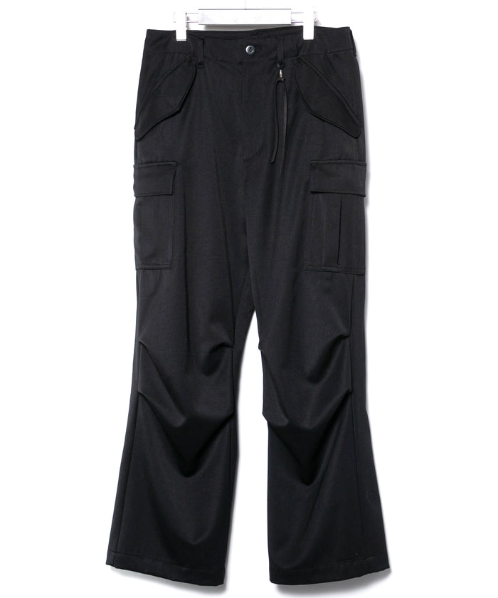 高密度 ウール ポリエチレン ウォッシャブル ツイル カーゴパンツ - BLACK