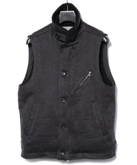 Sulfur Dyed Cotton Linen Washer Deck Vest - BLACK