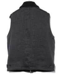 Sulfur Dyed Cotton Linen Washer Deck Vest - BLACK