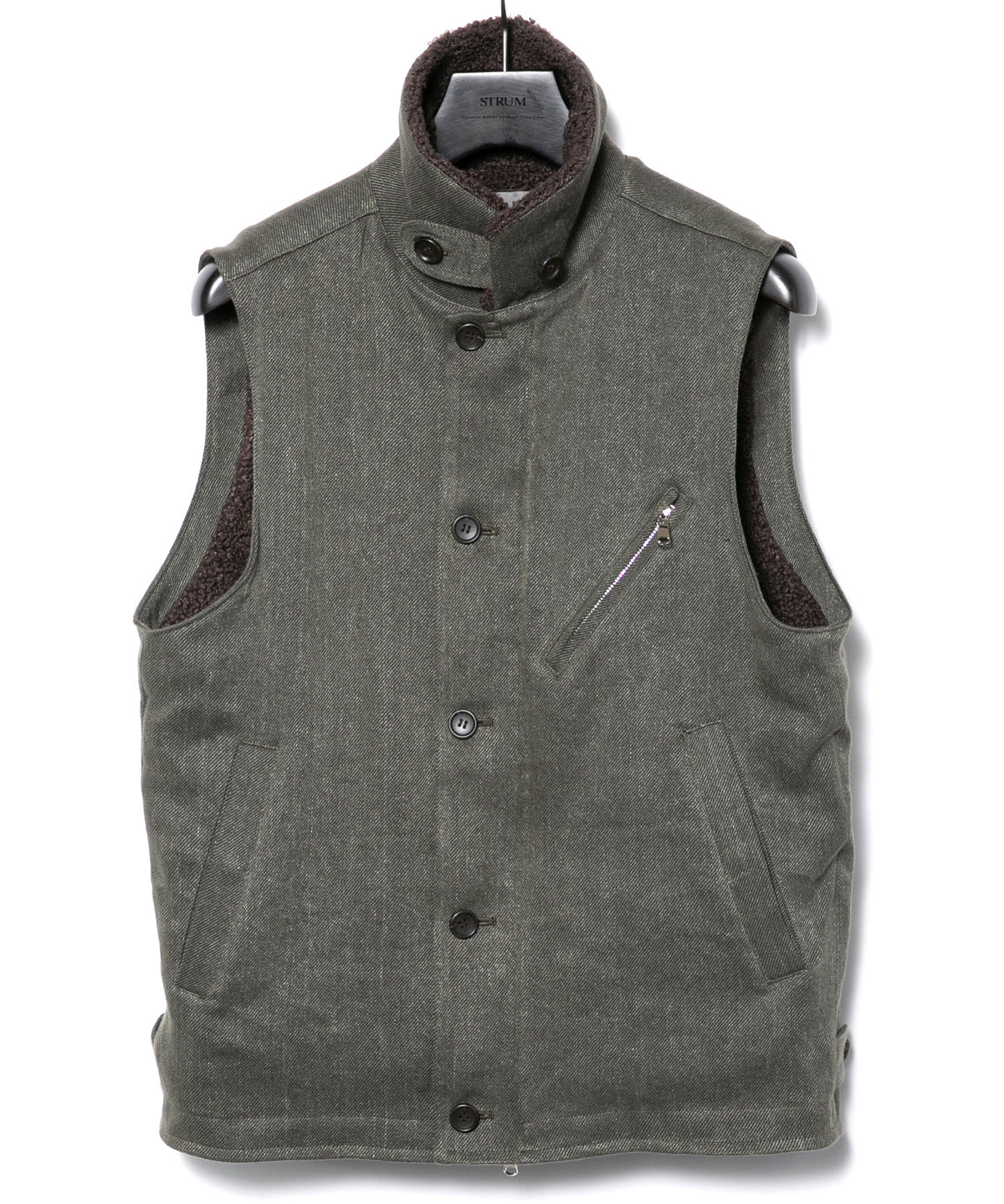 Sulfur Dyed Cotton Linen Washer Deck Vest - KHAKI