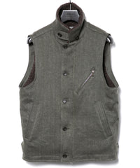 Sulfur Dyed Cotton Linen Washer Deck Vest - KHAKI