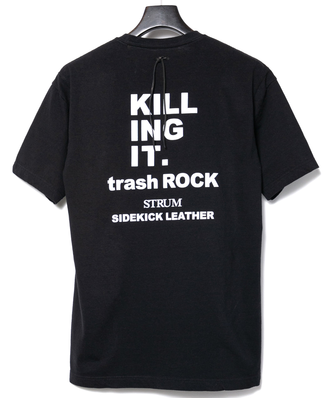 30/-ナチュラルソフト天竺 胸ポケット クルーネック プリントTシャツ（ジャストフィット） - BLACK