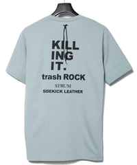 30/-ナチュラルソフト天竺 胸ポケット クルーネック プリントTシャツ（ジャストフィット） - GRAY GREEN