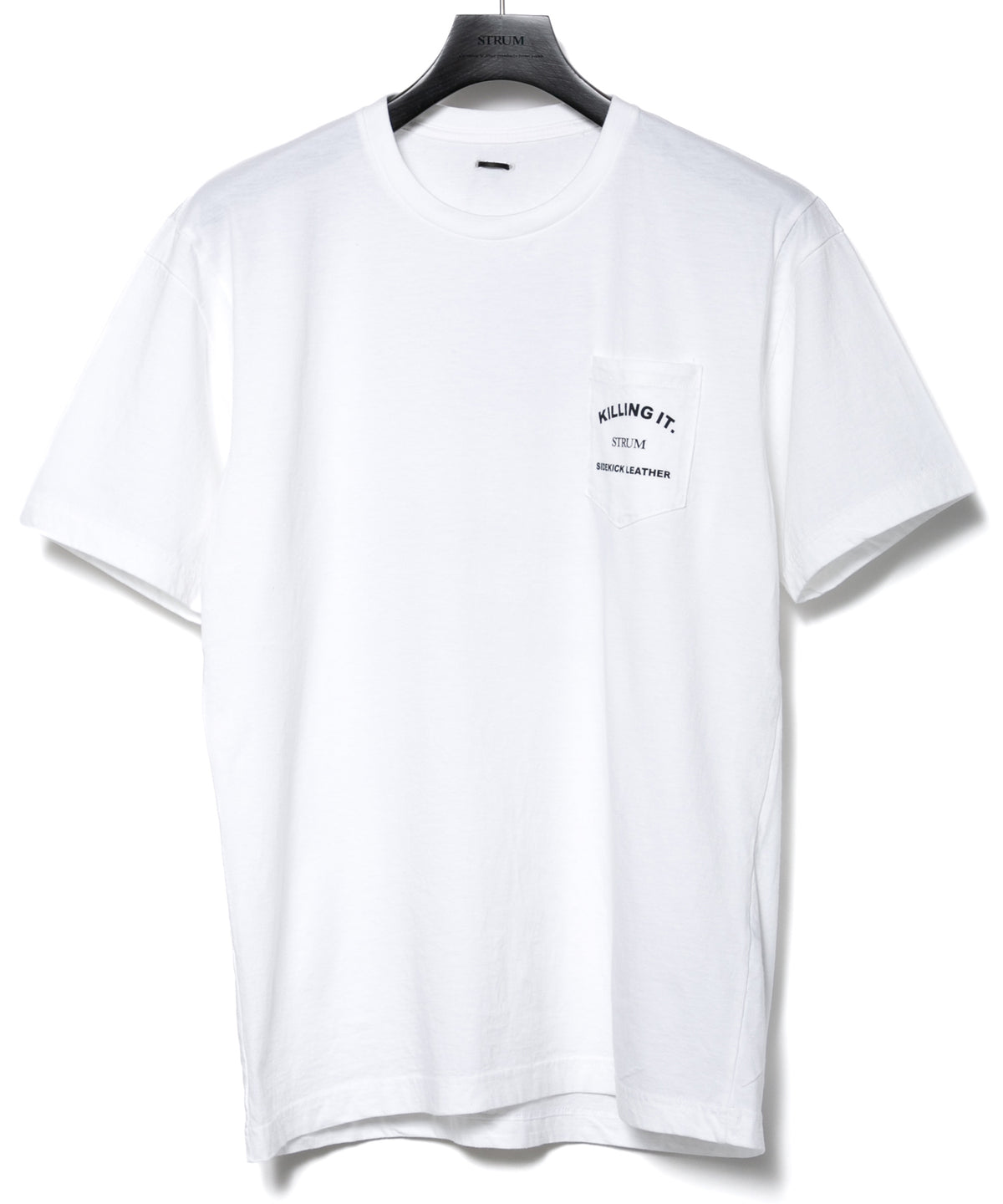 Natural Soft Cotton Chest Pocket Printed Crew Neck T-shirt (Just Fit) - WHITE