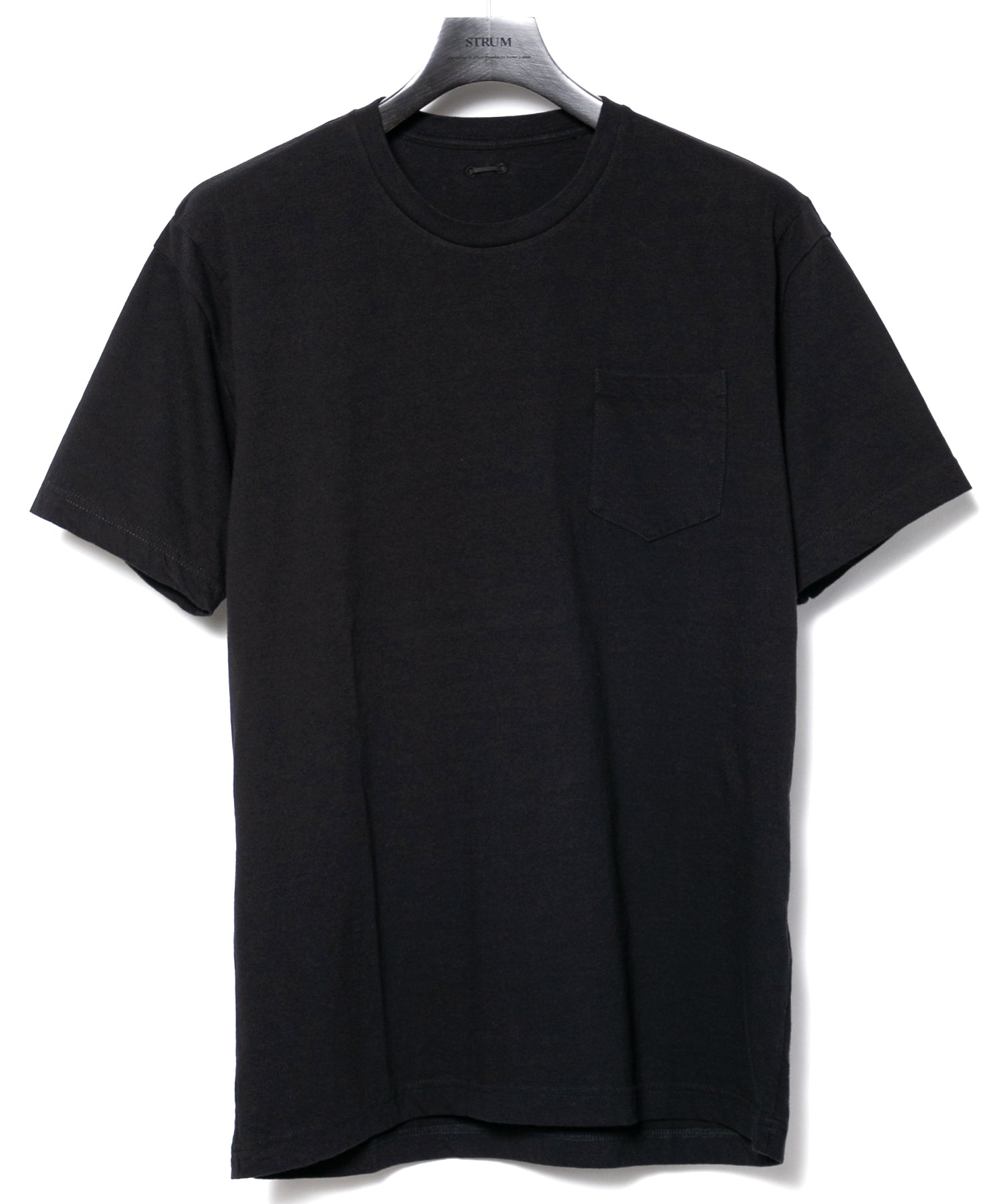 画像をギャラリービューアに読み込む, 30/-ナチュラルソフト天竺 胸ポケット クルーネック Tシャツ（ジャストフィット） - BLACK