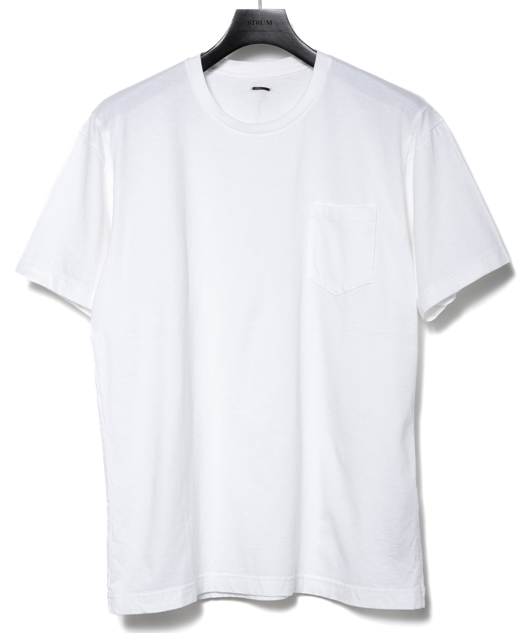 30/-ナチュラルソフト天竺 胸ポケット クルーネック Tシャツ（ジャストフィット） - WHITE